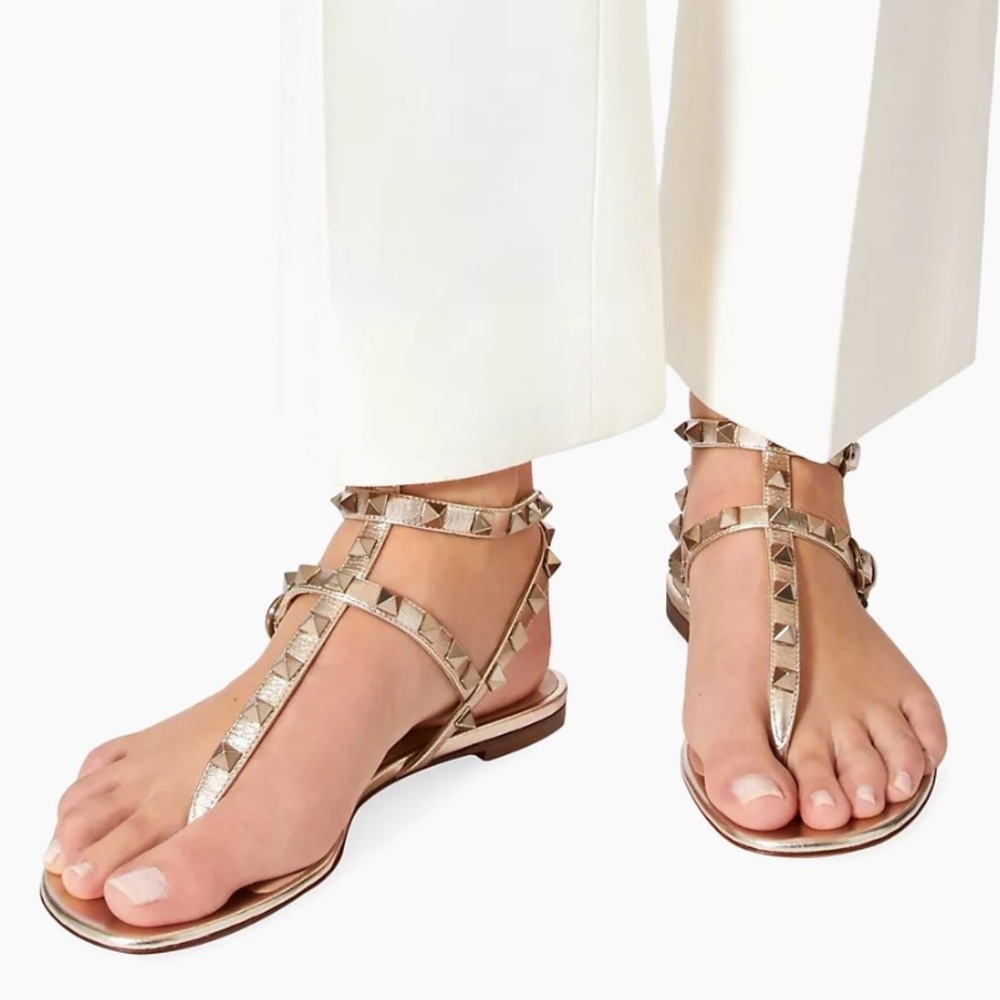 Valentino Gold Rockstud Gladiator Sandals
